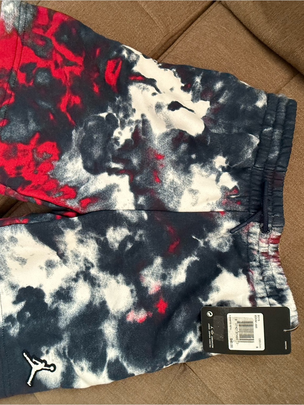 Jordan Tie-Dye Shorts in Navy, Red & White